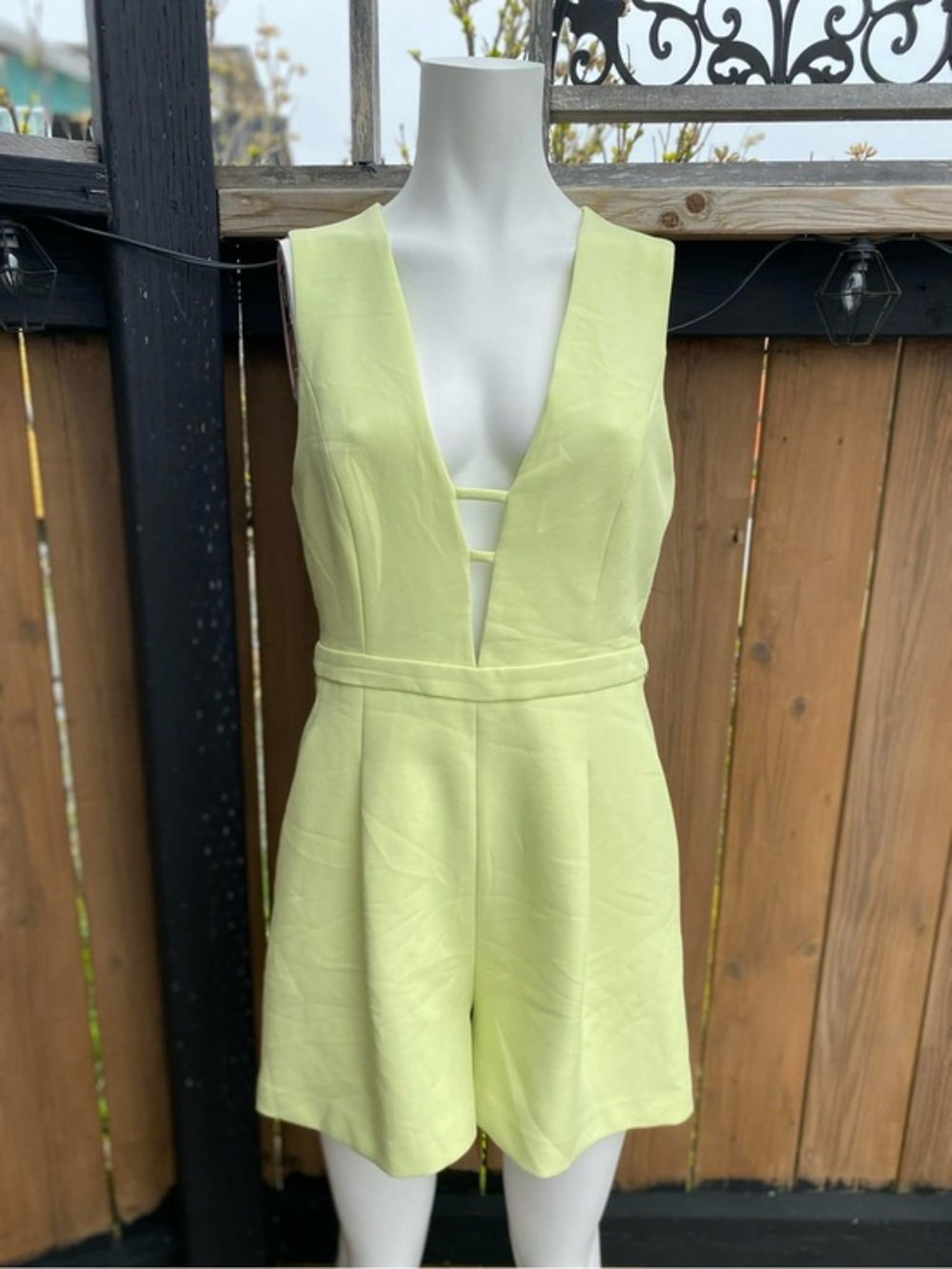 BCBGMaxAzria Lemon Yellow Plunging V-Neck Romper
